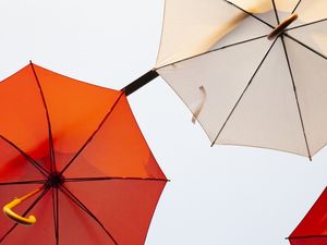 ORANGE AND WHITE UMBRELLAS