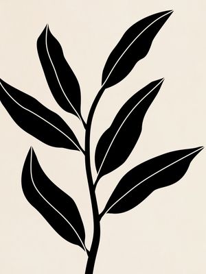 TROPICAL LEAVES - BLACK 01
