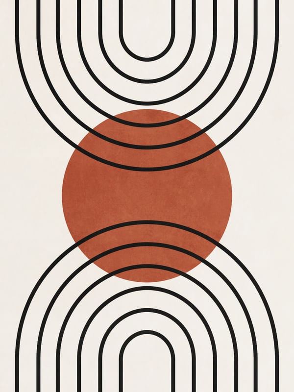 MINIMAL GEOMETIC ART - CIRCLE AND ARCHES 01