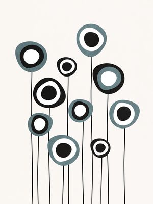 ABSTRACT FLOWERS - BLUE