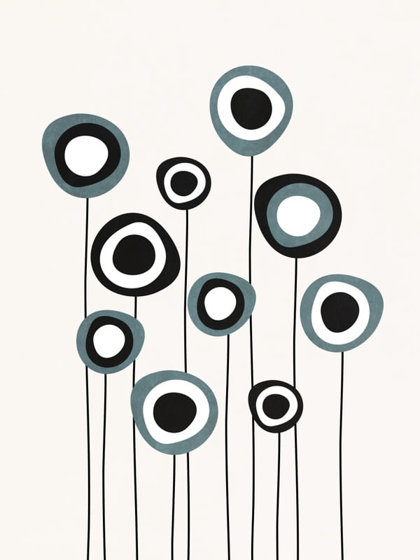 ABSTRACT FLOWERS - BLUE