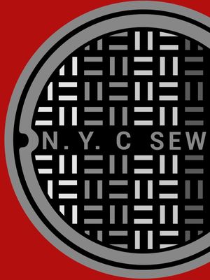 NEW YORK SEWER COVER RED