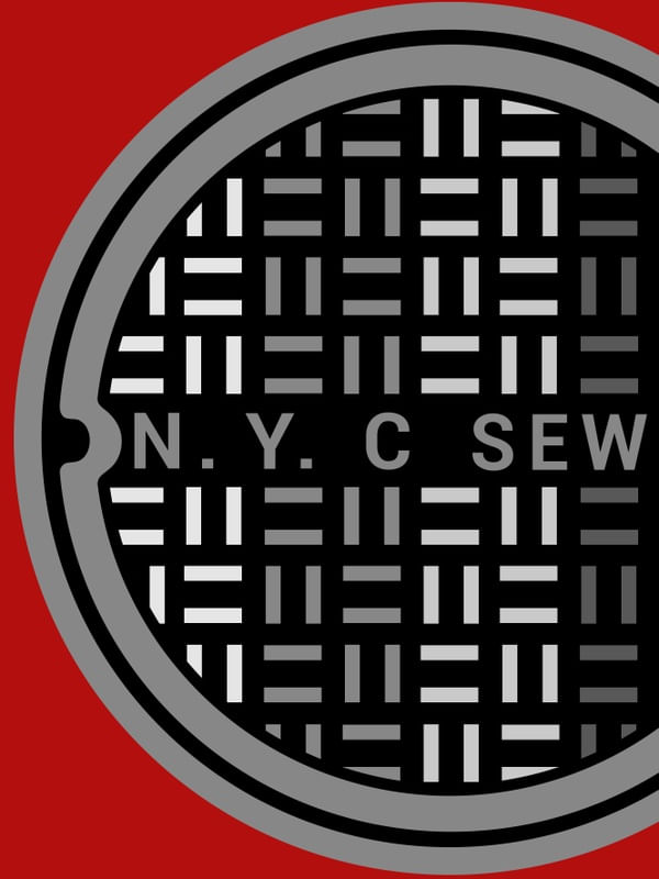 NEW YORK SEWER COVER RED