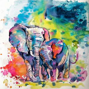ELEPHANT WITH BABY, PAINTER KOVACS ANNA BRIGITE