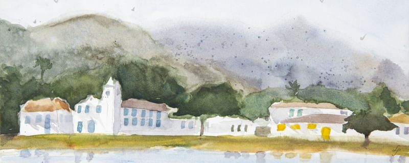 CIDADE TRANQUILA EM AQUARELA