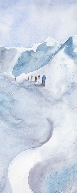 CAMINHOS ENTRE MONTANHAS EM AQUARELA