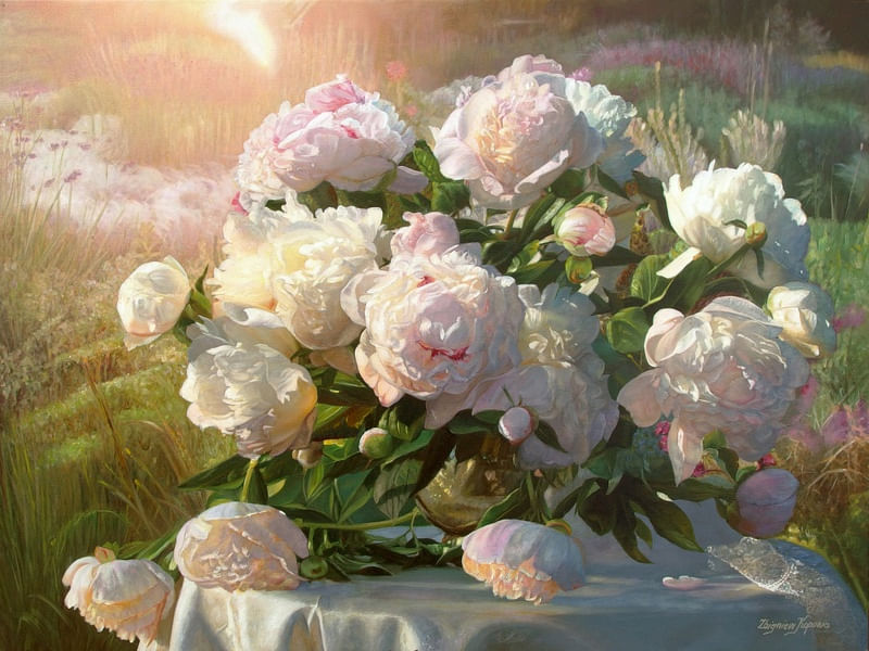 BOUQUET IN THE GARDEN, PAINTER ZBIGNIEW KOPANIA