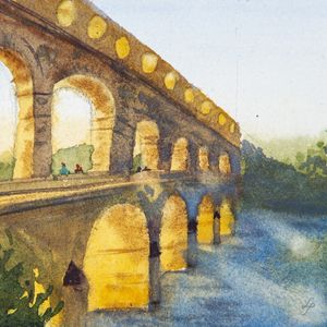 PONTES E ARCOS DOURADOS EM AQUARELA