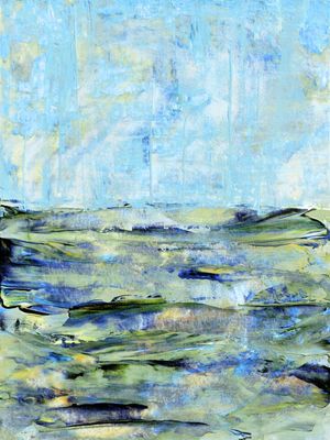 FLUIDITY 5, ABSTRATO OCEANO PAISAGEM PANORAMA ONDAS DE PRAIA ORGANICO PINTURA