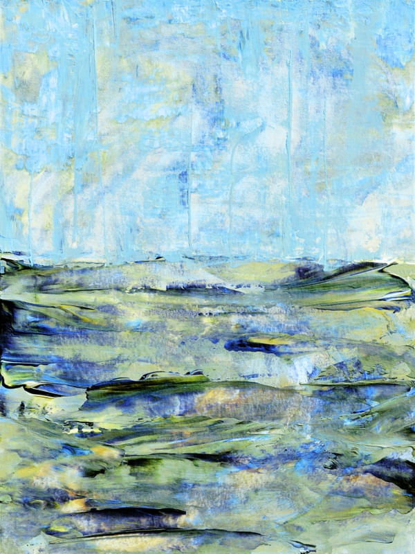 FLUIDITY 5, ABSTRATO OCEANO PAISAGEM PANORAMA ONDAS DE PRAIA ORGANICO PINTURA