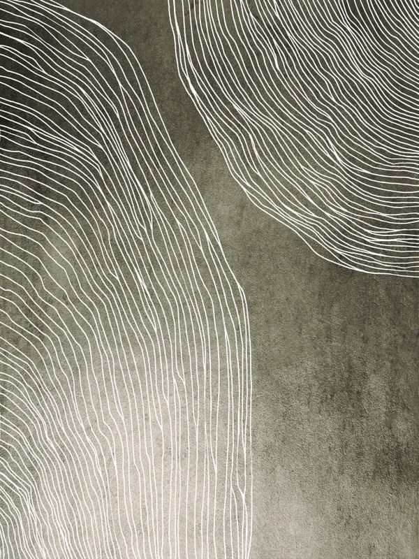 IN FLUX 2 PRATA PEDRA CINZA SEPIA, MODERNO SKETCH ORGANICO LINHAS METALLICO ABSTRATO