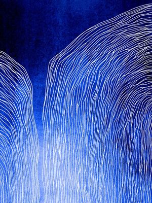 IN FLUX 1 INDIGO AZUL, MODERNO SKETCH ORGANICO LINHAS METALLICO ABSTRATO