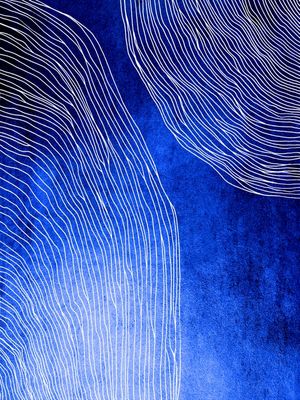 IN FLUX 2 INDIGO AZUL, MODERNO SKETCH ORGANICO LINHAS METALLICO ABSTRATO