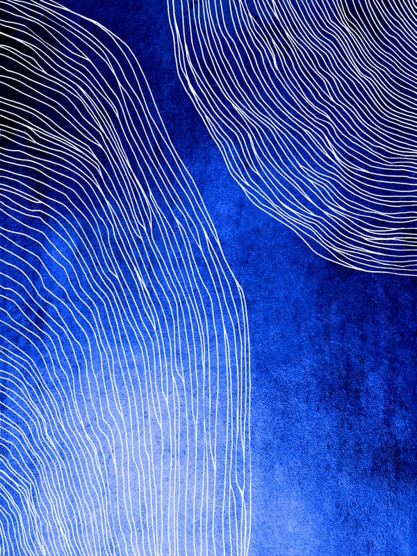 IN FLUX 2 INDIGO AZUL, MODERNO SKETCH ORGANICO LINHAS METALLICO ABSTRATO