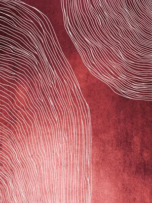 IN FLUX 2 VERMELHO CORAR, MODERNO SKETCH ORGANICO LINHAS METALLICO ABSTRATO
