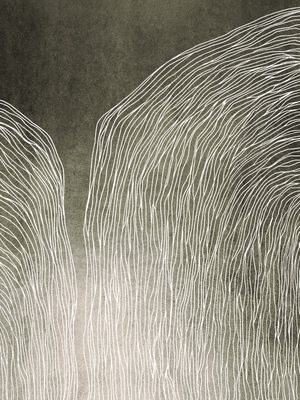 IN FLUX 1 PRATA PEDRA CINZA SEPIA, MODERNO SKETCH ORGANICO LINHAS METALLICO ABSTRATO