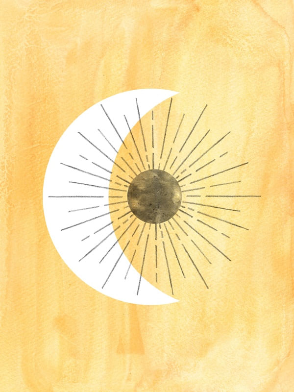 WATERCOLOR MOON AND SUN