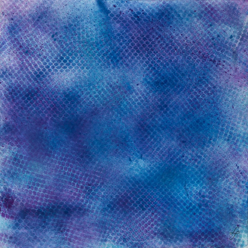 TECIDO AZUL COM PINTURA ESCAMADA