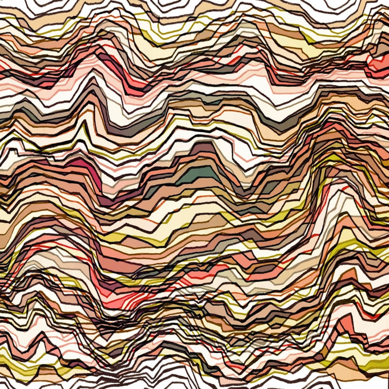 KALEIDOSCOPE MOUNTAINS 2, MODERNO LINHAS SKETCH QUADRADO MONTANHAS ABSTRATO