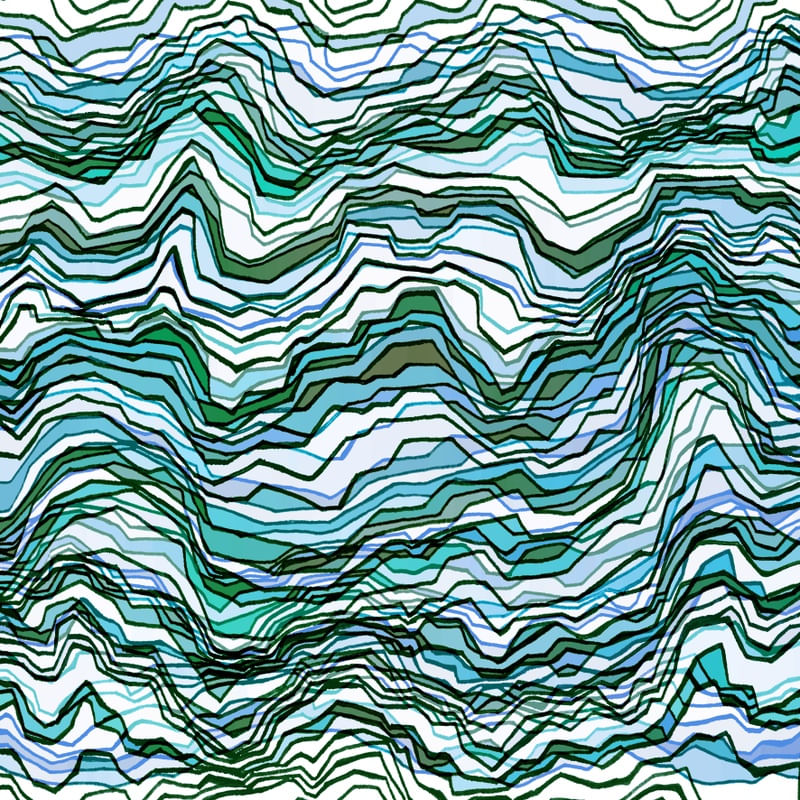 KALEIDOSCOPE MOUNTAINS 3, MODERNO LINHAS SKETCH QUADRADO MONTANHAS ABSTRATO