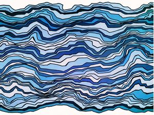WAVES UPON WAVES 2, ONDAS OCEANO DE PRAIA FLUXO LINHAS MODERNO COLORIDO SKETCH
