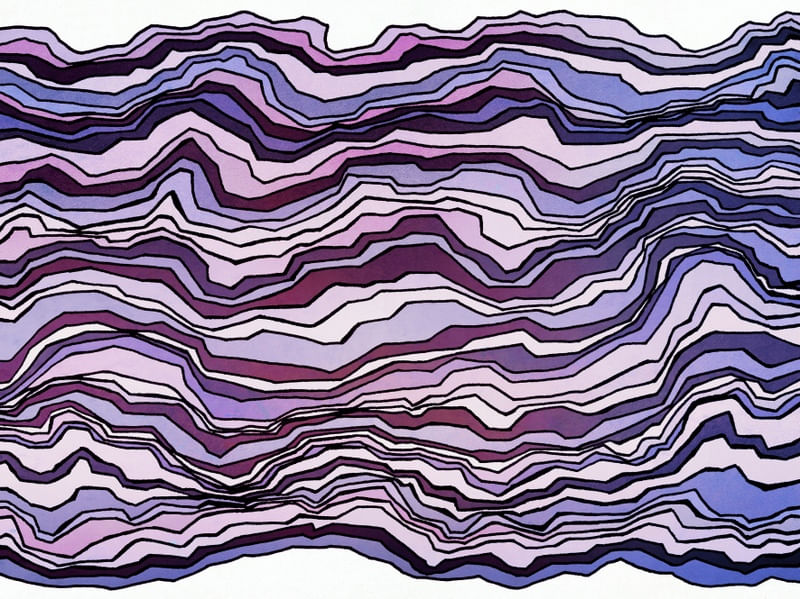 WAVES UPON WAVES 3, ONDAS OCEANO DE PRAIA FLUXO LINHAS MODERNO COLORIDO SKETCH