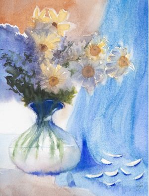 VASO COM FLORES E PÉTALAS EM AQUARELA