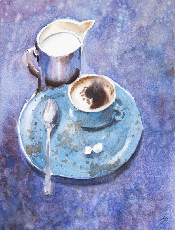 CAFÉ DA TARDE EM AQUARELA
