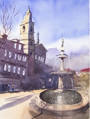 FONTE DA PRAÇA EM AQUARELA