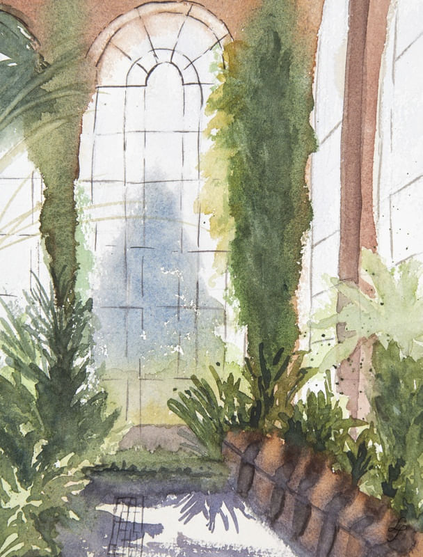 VARANDA COM JARDIM EM AQUARELA