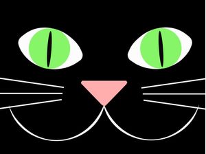 BLACK CAT WITH GREEN EYES