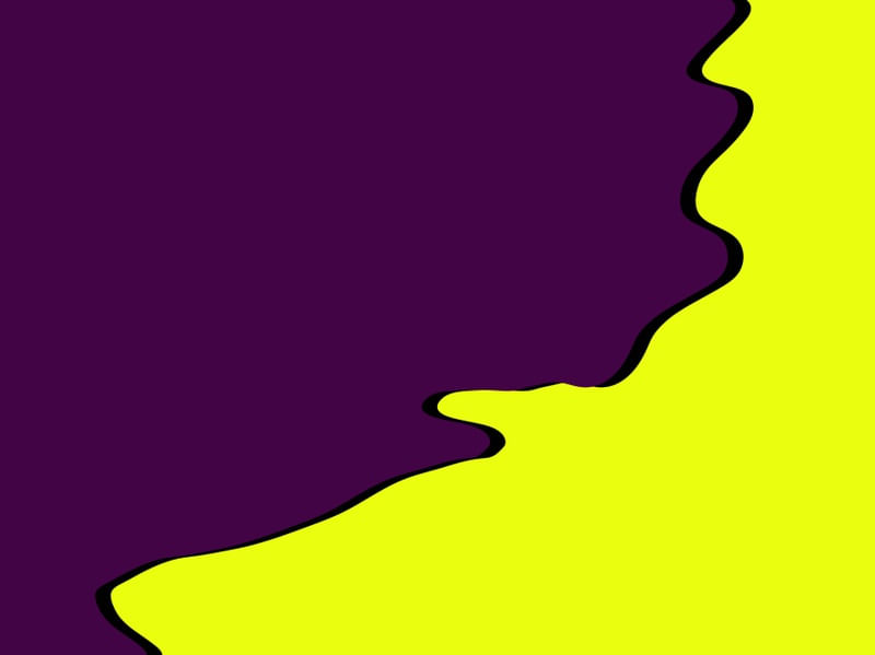 ABSTRACT PAINTING IN PURPLE AND YELLOW