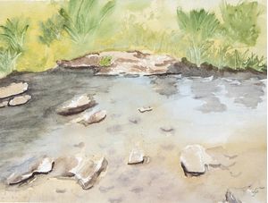MARGEM DE CÓRREGO EM AQUARELA