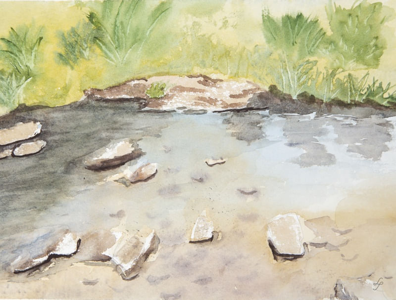 MARGEM DE CÓRREGO EM AQUARELA