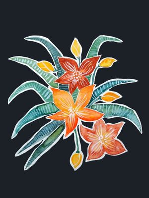 FLORES LARANJAS EM AQUARELA