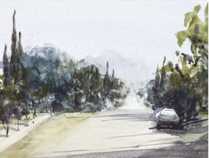 RUA E CARRO EM AQUARELA