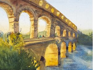 PONTE DOURADA EM AQUARELA