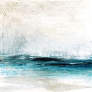 DIRECT PATH 1, CERCETA AZUL MINIMALISTA PAISAGEM ABSTRATO MODERNO PANORAMA PINTURA ELEGANTE