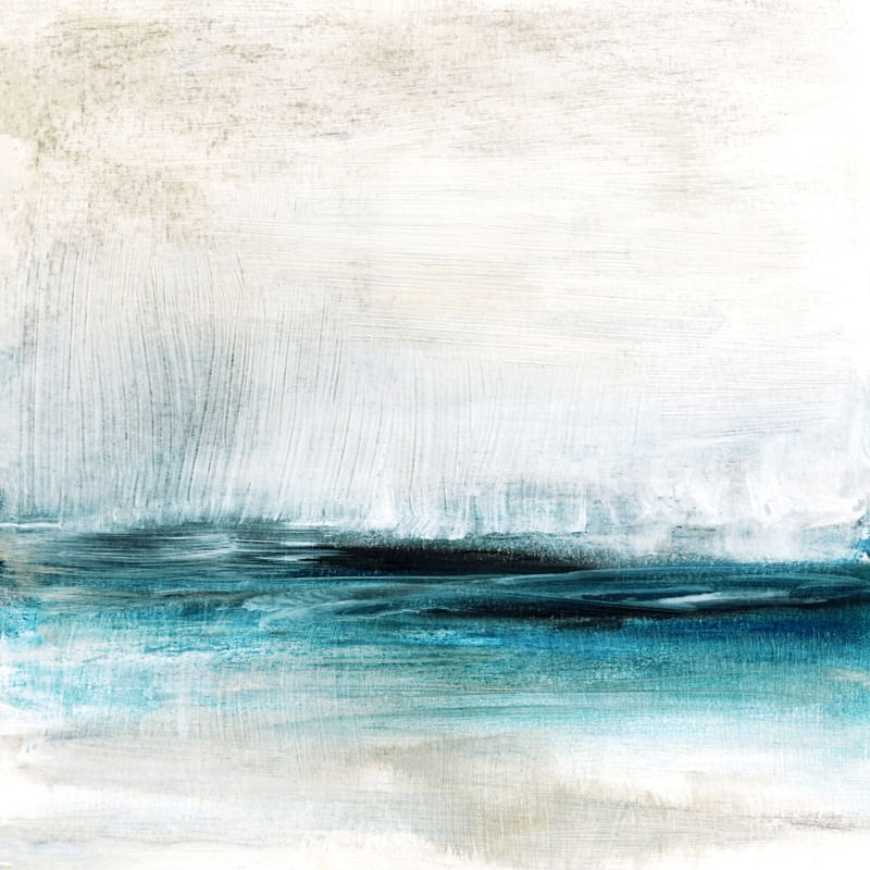 DIRECT PATH 1, CERCETA AZUL MINIMALISTA PAISAGEM ABSTRATO MODERNO PANORAMA PINTURA ELEGANTE