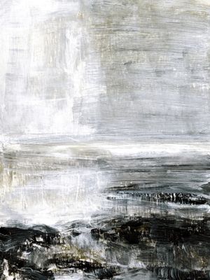 HAZY COAST 5, ATMOSFERICO OCEANO COSTEIRO DE PRAIA PAISAGEM PANORAMA ABSTRATO MODERNO PINTURA