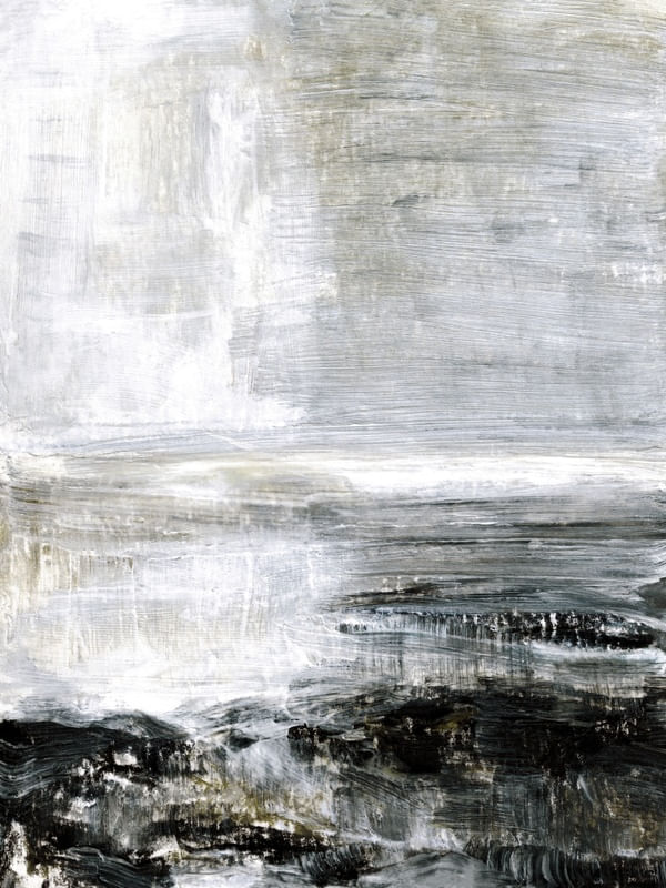 HAZY COAST 5, ATMOSFERICO OCEANO COSTEIRO DE PRAIA PAISAGEM PANORAMA ABSTRATO MODERNO PINTURA