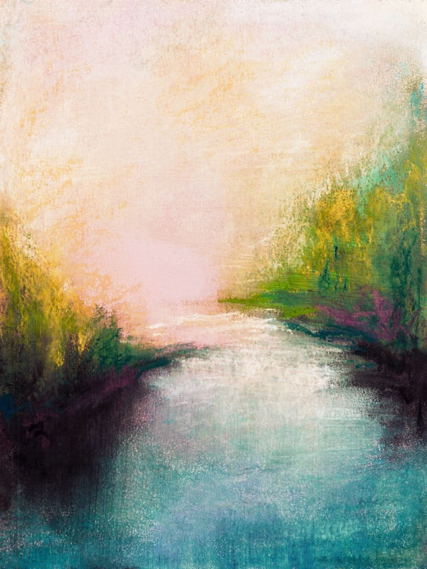 THE MARSHLANDS 1, COLORIDO NATUREZA PAISAGEM ABSTRATO ELEGANTE PINTURA