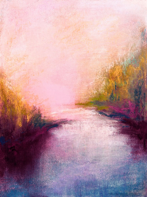 THE MARSHLANDS 2, COLORIDO NATUREZA PAISAGEM ABSTRATO ELEGANTE PINTURA