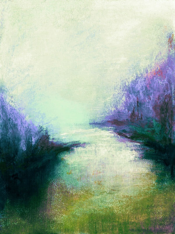 THE MARSHLANDS 3, COLORIDO NATUREZA PAISAGEM ABSTRATO ELEGANTE PINTURA