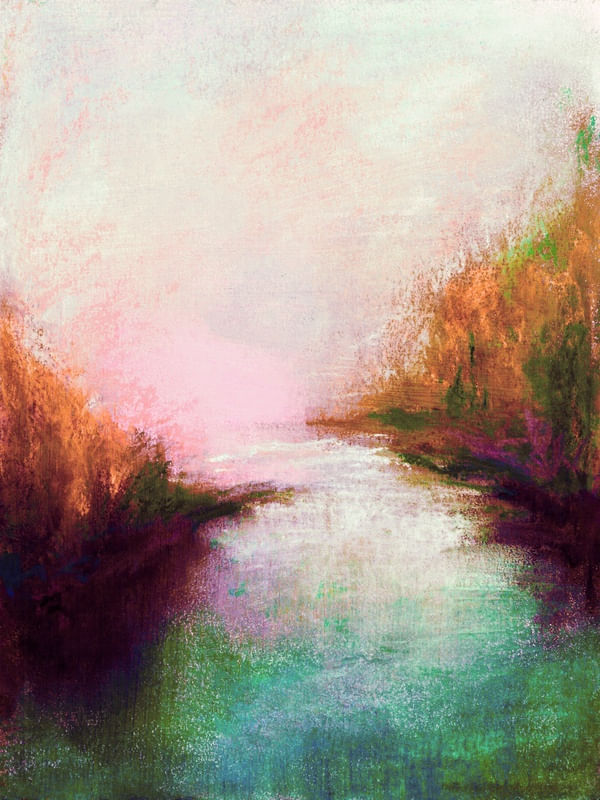 THE MARSHLANDS 7, COLORIDO NATUREZA PAISAGEM ABSTRATO ELEGANTE PINTURA