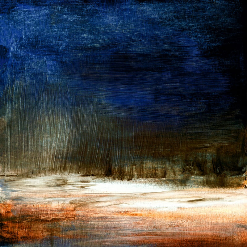 NIGHT VISION 2, INDIGO AZUL LARANJA ATMOSFERICO MODERNO ABSTRATO PINTURA