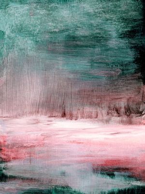 TWILIGHT TERRAIN 1, VERDE ROSA ABSTRATO MODERNO ELEGANTE MINIMALISTA PINTURA