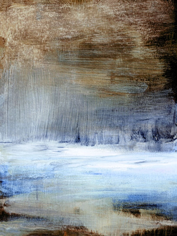 TWILIGHT TERRAIN 2, MARROM AZUL ABSTRATO MODERNO ELEGANTE MINIMALISTA PINTURA