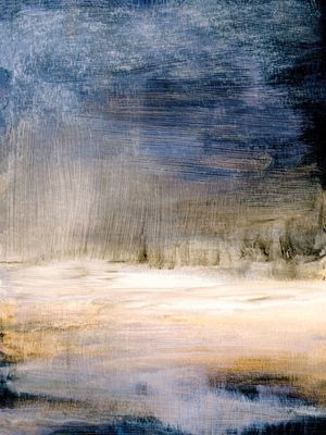 TWILIGHT TERRAIN 3, AZUL AMARELO ABSTRATO MODERNO ELEGANTE MINIMALISTA PINTURA
