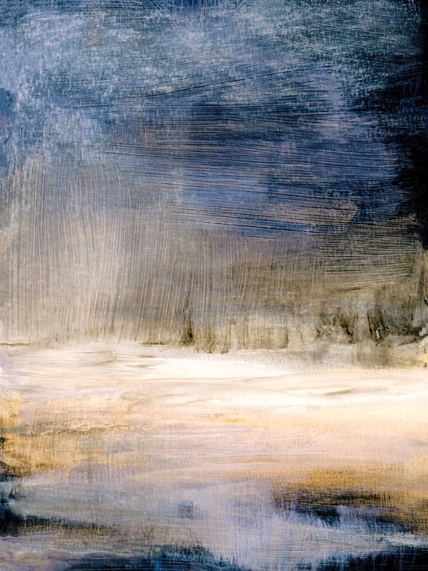 TWILIGHT TERRAIN 3, AZUL AMARELO ABSTRATO MODERNO ELEGANTE MINIMALISTA PINTURA